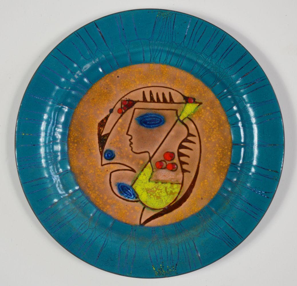DORIS HALL 1907-2000 MODERN ENAMEL PLATE SIGNED (1 of 6)