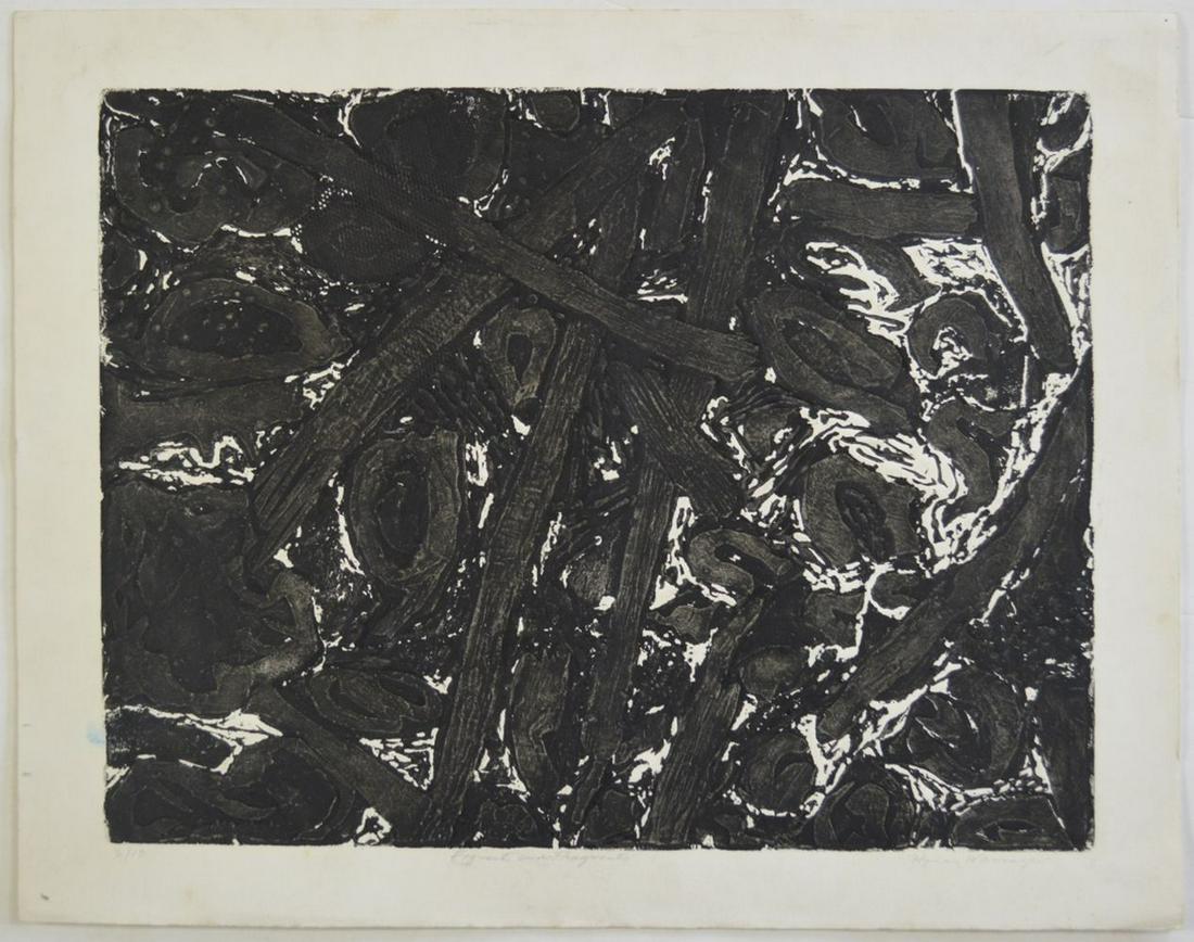 HYMAN WARSAGER ABSTRACT ETCHING SIGNED (1 of 6)