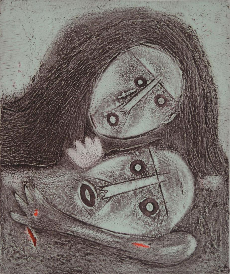 INDIAN MODERNIST ETCHING SIGNED (1 of 6)