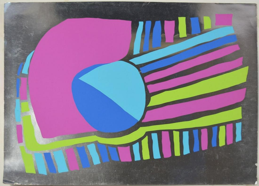 LOT 3 ABSTRACT MODERN SERIGRAPHS ON FOIL SIGNED (1 of 12)