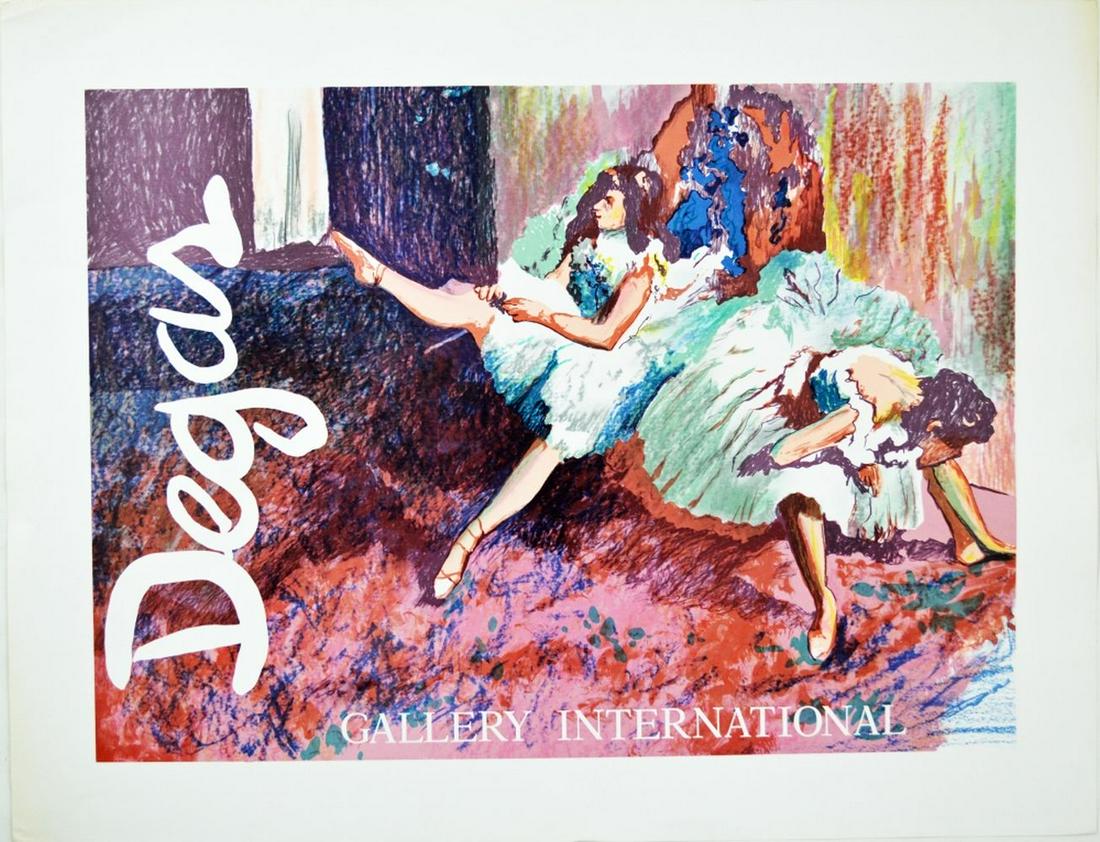 EDGAR DEGAS EXHIBITION POSTER GALLERY INTERNATIONA: Vintage Edgar Degas exhibition poster. Printed on heavy stock paper. Measures: 20'' X 26''