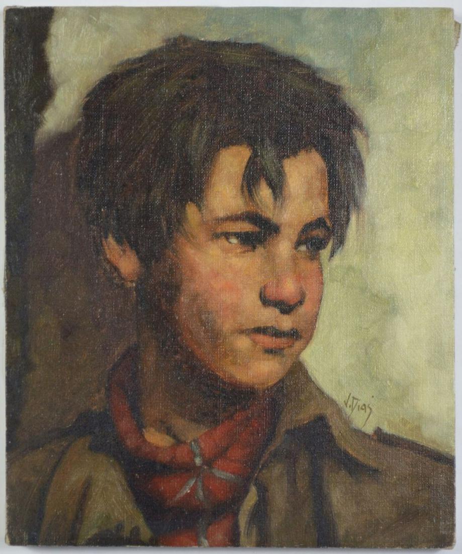 V. DIAS 20TH C PORTUGAL HANDSOME BOY PAINTING (1 of 5)
