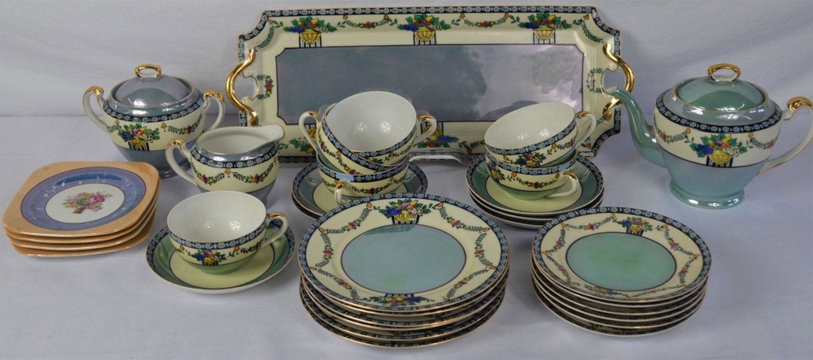 LOT 33 PCS JAPANESE & GERMAN LUSTERWARE NORITAKE: Lot of 33 pieces vintage Noritake (29 pieces) and German lusterware porcelain. Most pieces clearly marked.