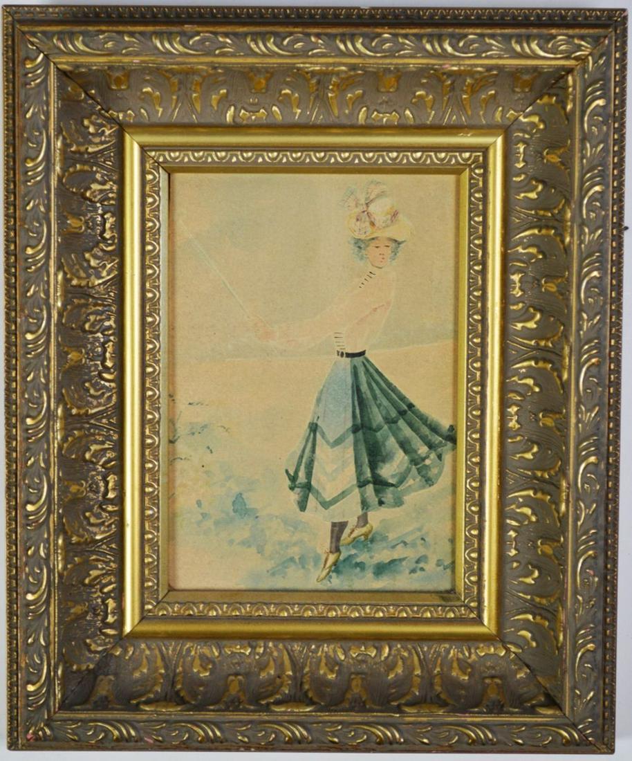 FRENCH SCHOOL WOMAN W PARASOL PAINTING (1 of 8)