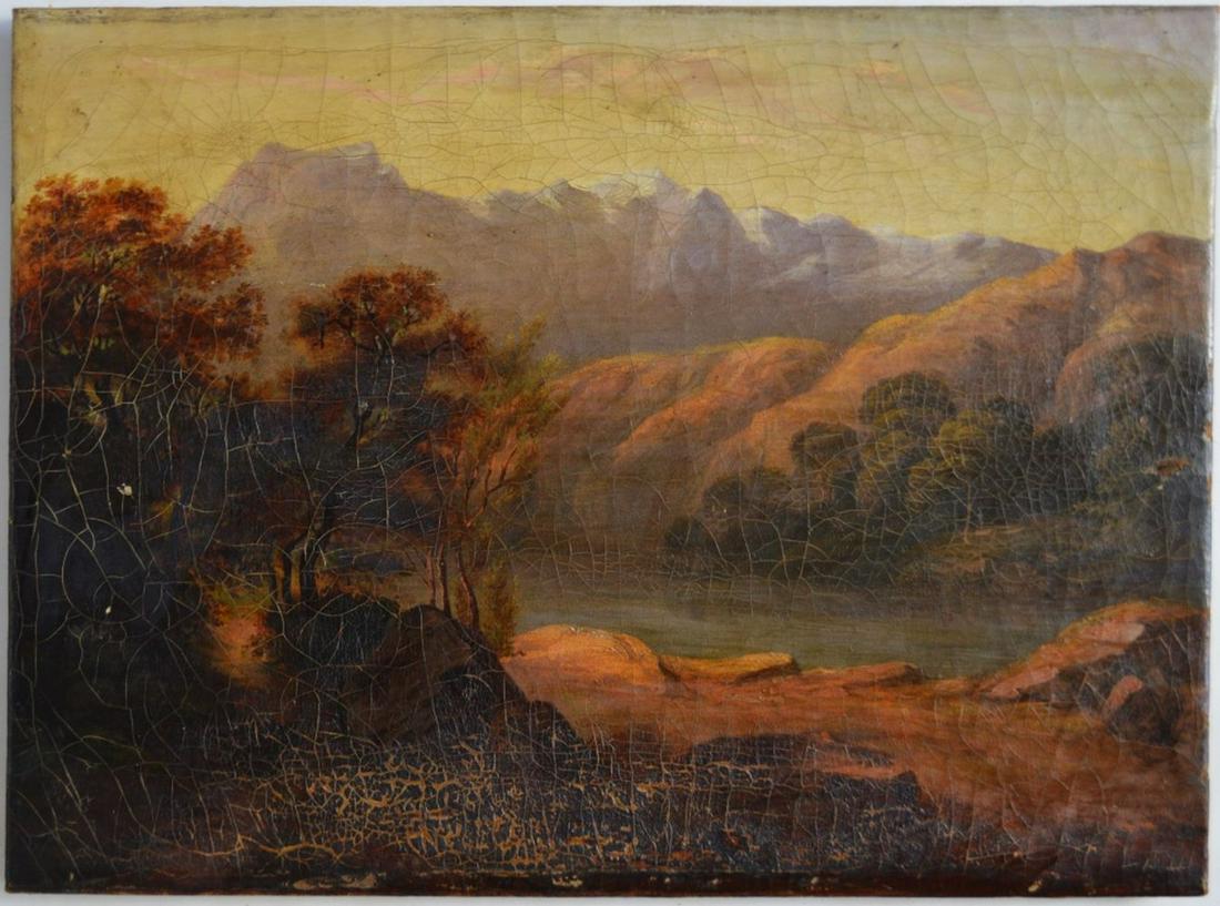 19TH C AMERICAN SCHOOL HIMALAYA LANDSCAPE PAINTING (1 of 8)