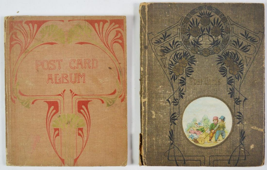 2 ANTIQUE POSTCARD ALBUMS W POSTCARDS (1 of 14)