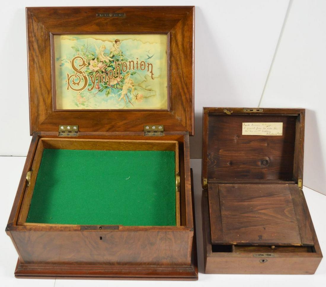 LOT 2 ANTIQUE WOOD LAP DESKS / STORAGE BOXES (1 of 10)