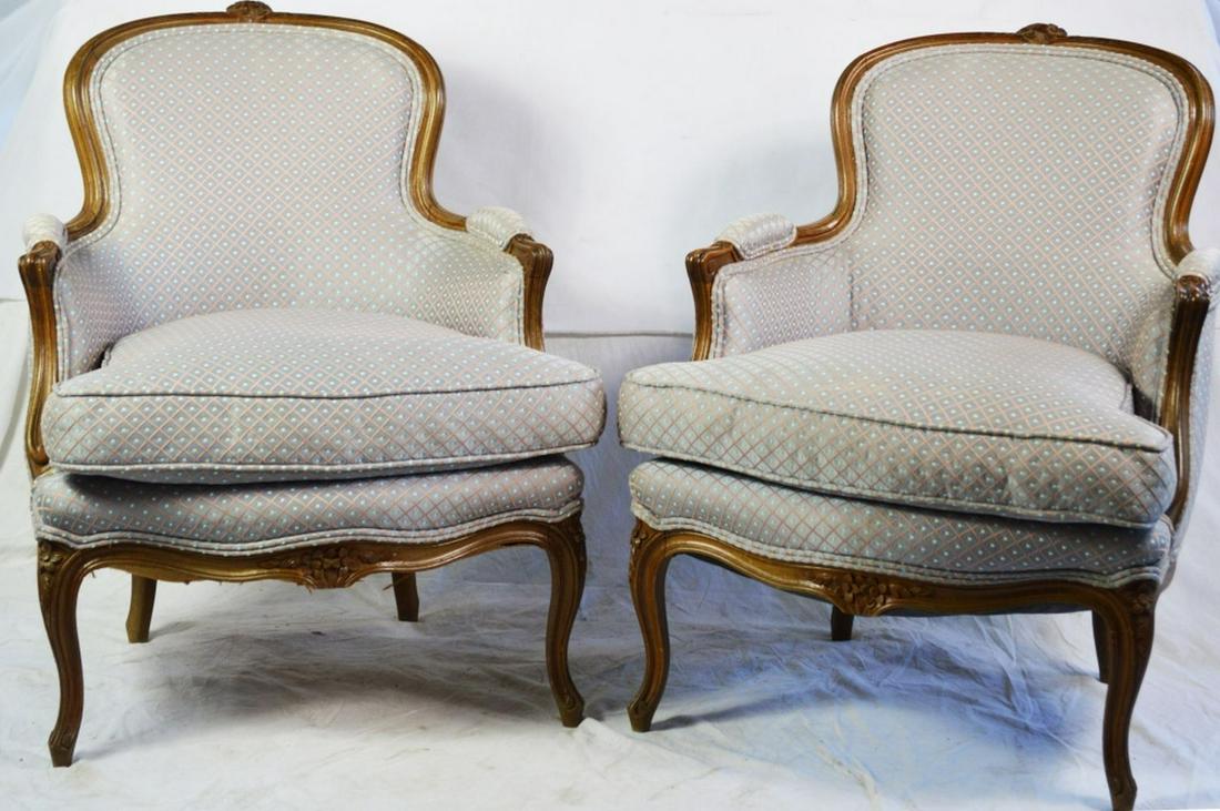 PAIR ANTIQUE FRENCH BERGERE CHAIRS (1 of 11)