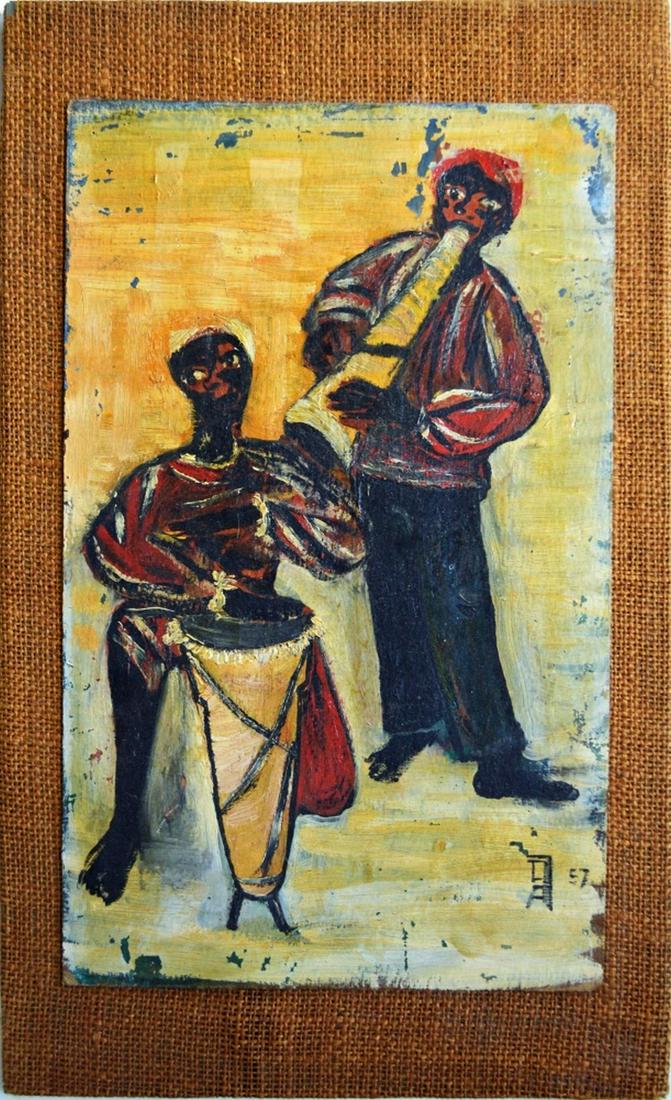 AFRICAN AMERICAN OUTSIDER POP ART PAINTING SIGNED (1 of 8)
