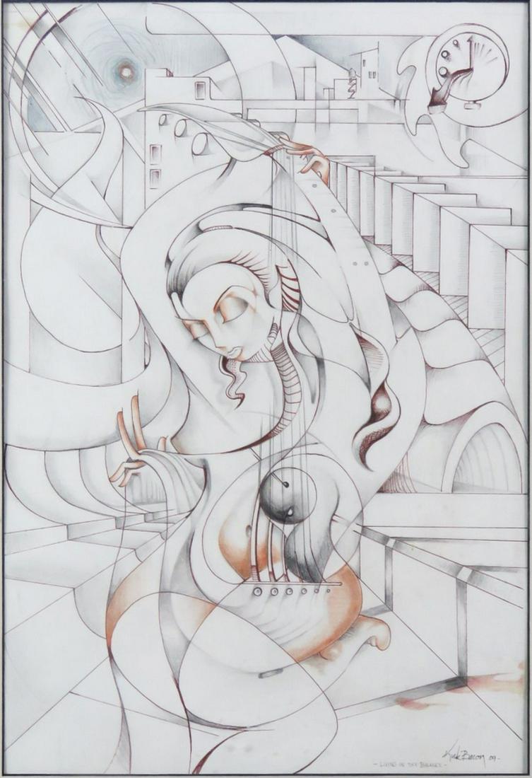 ART DECO DRAWING AFTER TAMARA DE LEMPICKA SIGNED (1 of 7)