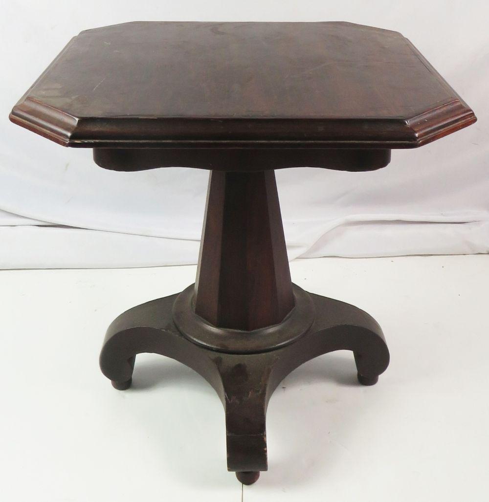 ANTIQUE MAHOGANY EMPIRE ROTATING TABLE SCROLL FEET (1 of 5)
