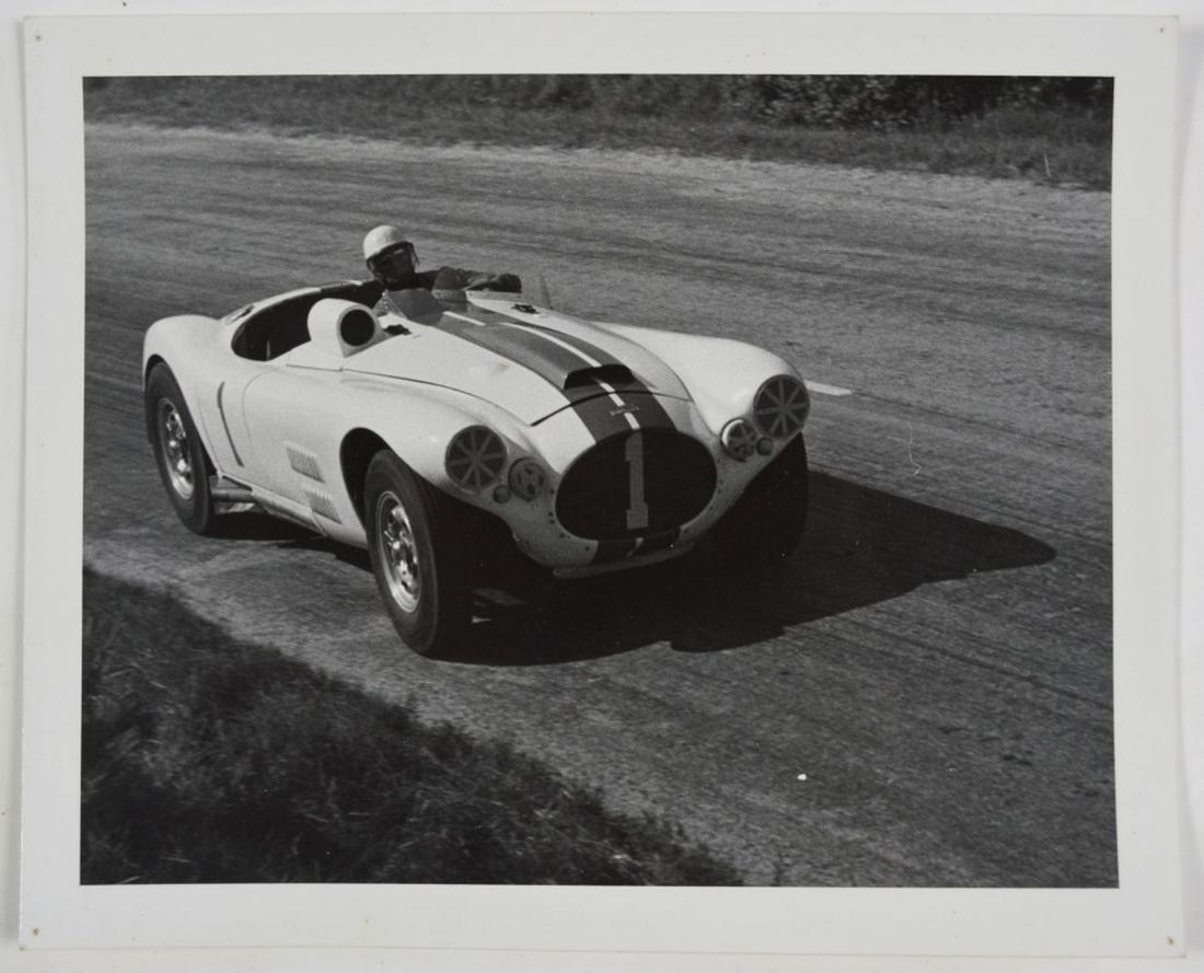LOT 8 VINTAGE RACING & AIRPLANE PHOTOGRAPHS: Lot of vintage black & white photographs of racing cars, planes, etc. One appears to be a model. Not signed. Measures: 8" x 10"