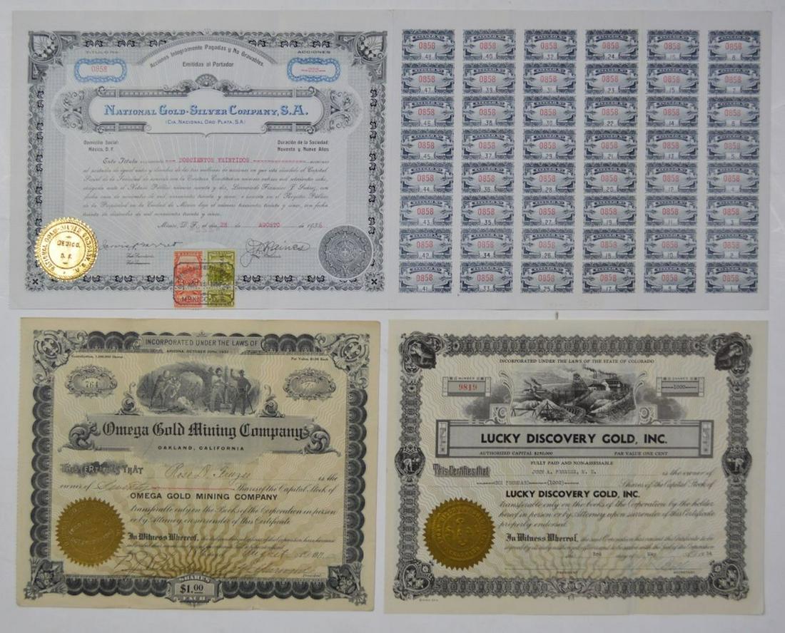 LOT 3 ANTIQUE GOLD MINING STOCK CERTIFICATES (1 of 12)