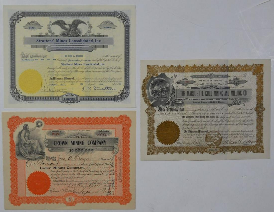 LOT 3 ANTIQUE MINING STOCK CERTIFICATES (1 of 9)