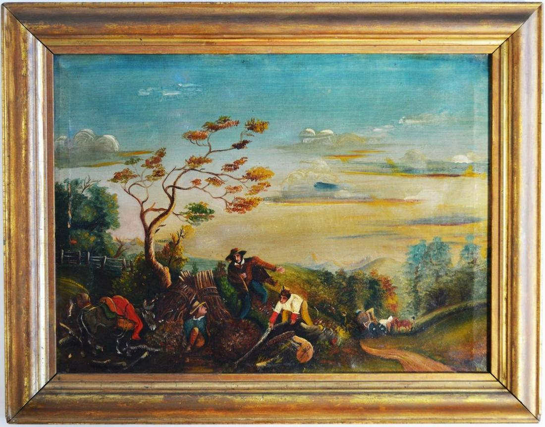 CONTINENTAL SCHOOL GENRE PAINTING GILT FRAME (1 of 9)