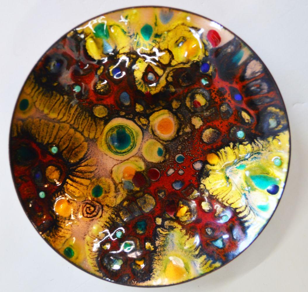 DORIS HALL 1907-2000 ABSTRACT ENAMEL BOWL SIGNED (1 of 6)