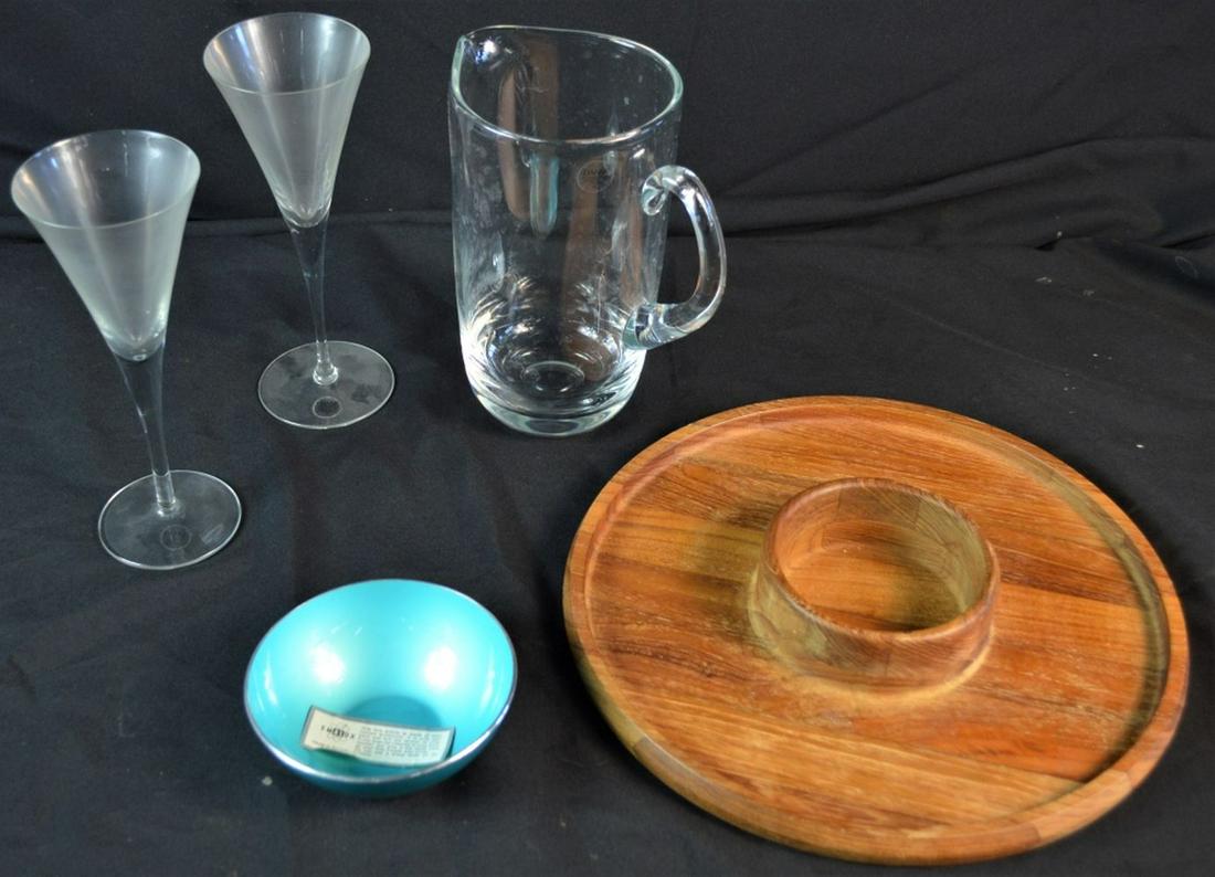 MID CENTURY TEAK ENAMEL & GLASS DANSK EMALOX (1 of 8)