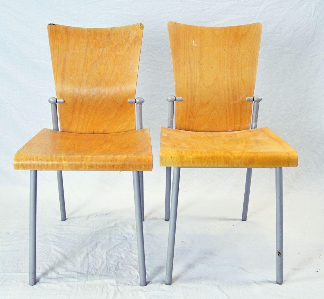 2 NAOS GLISETTE MODERN STUDIO DESIGN CHAIRS: 2 Naos Glisette Studio of D'Urbino Lomazzi Chairs. Chairs are constructed of beech and powder coated metal. Measures: H 33" W 16 1/2" D 18" Provenance: Property of a C-level biotech executive. NOTE: T