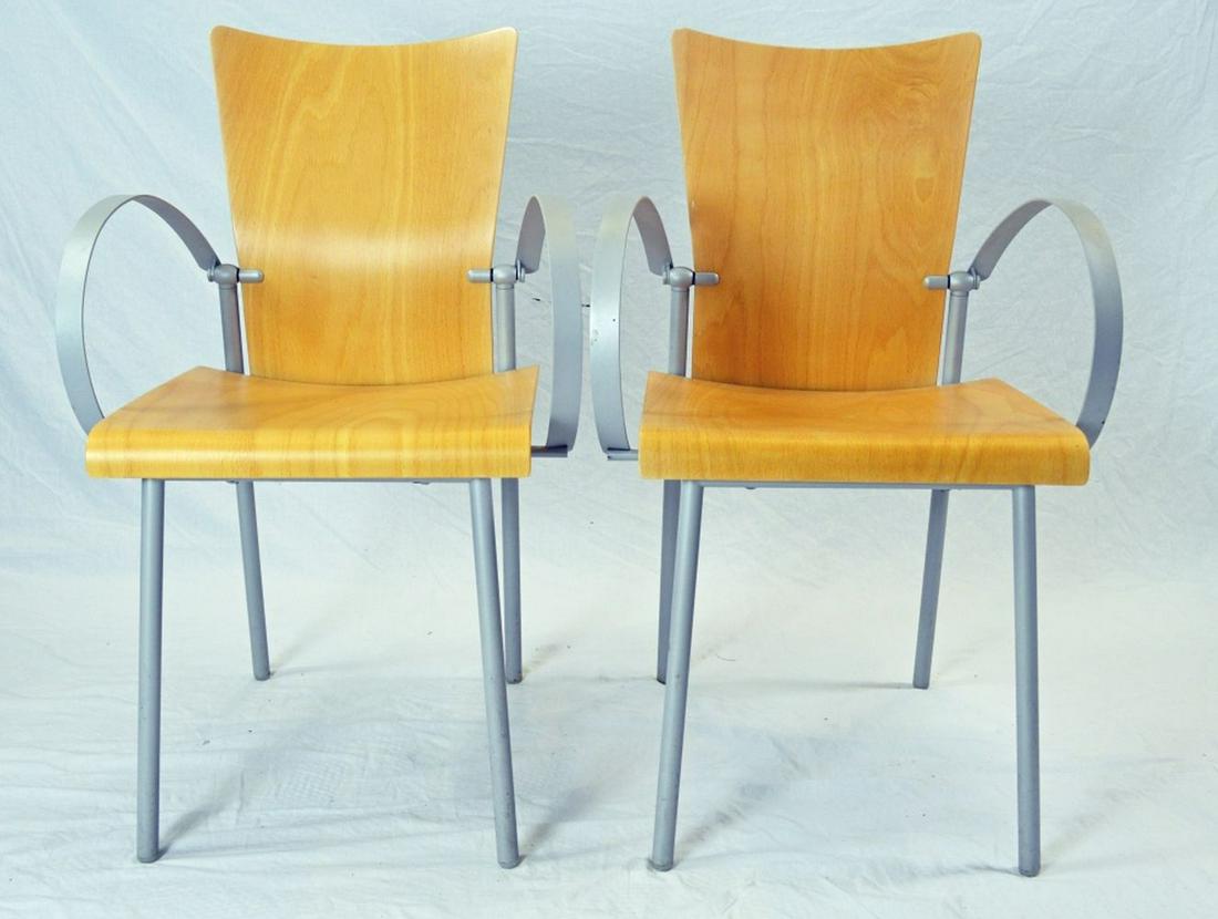 2 NAOS GLISETTE MODERN STUDIO DESIGN CHAIRS: 2 Naos Glisette Studio of D'Urbino Lomazzi Chairs. Chairs are constructed of beech and powder coated metal. Measures: H 33" W 16 1/2" D 18" Provenance: Property of a C-level biotech executive. NOTE: T
