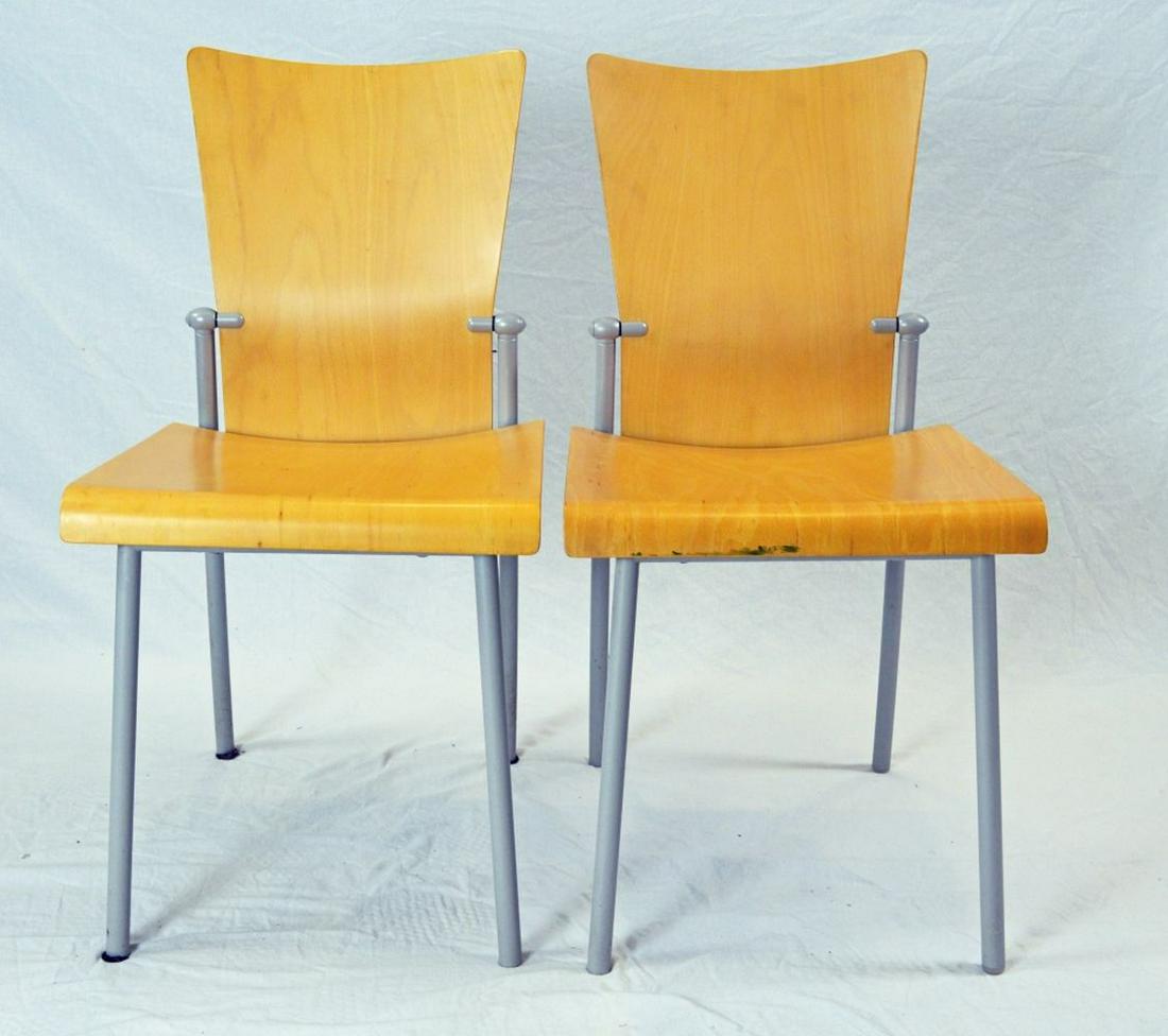 2 NAOS GLISETTE MODERN STUDIO DESIGN CHAIRS: 2 Naos Glisette Studio of D'Urbino Lomazzi Chairs. Chairs are constructed of beech and powder coated metal. Measures: H 33" W 16 1/2" D 18" Provenance: Property of a C-level biotech executive. NOTE: T