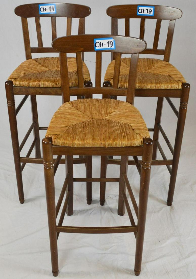 SET 3 VINTAGE RUSH SEAT BARSTOOLS (1 of 6)