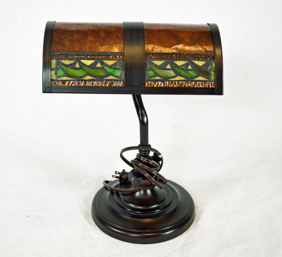 VINTAGE MICA STYLE SHADED DESK LAMP (1 of 7)