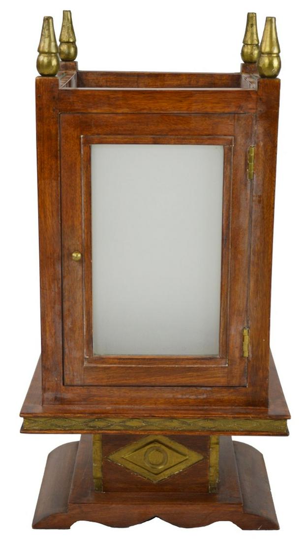 INTERLUDE HOME TEAK & BRASS CANDLE LAMP (1 of 8)