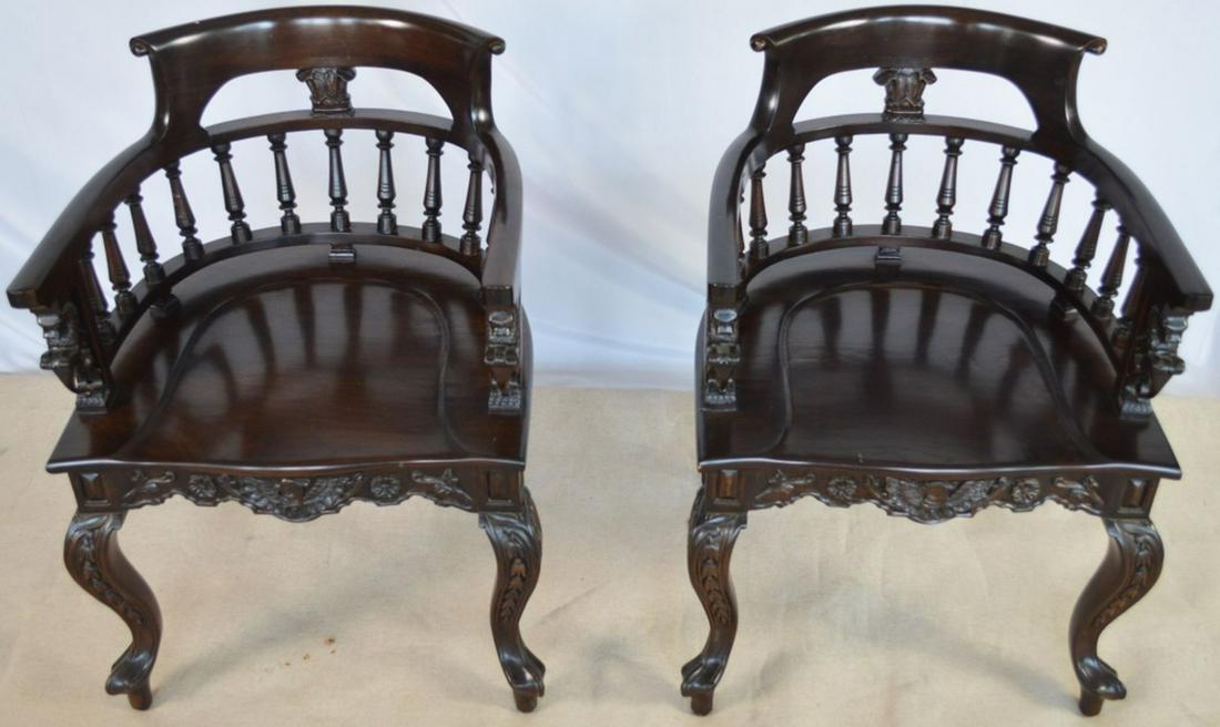 PAIR CARVED LION FIGURAL ROSEWOOD ARMCHAIRS (1 of 7)