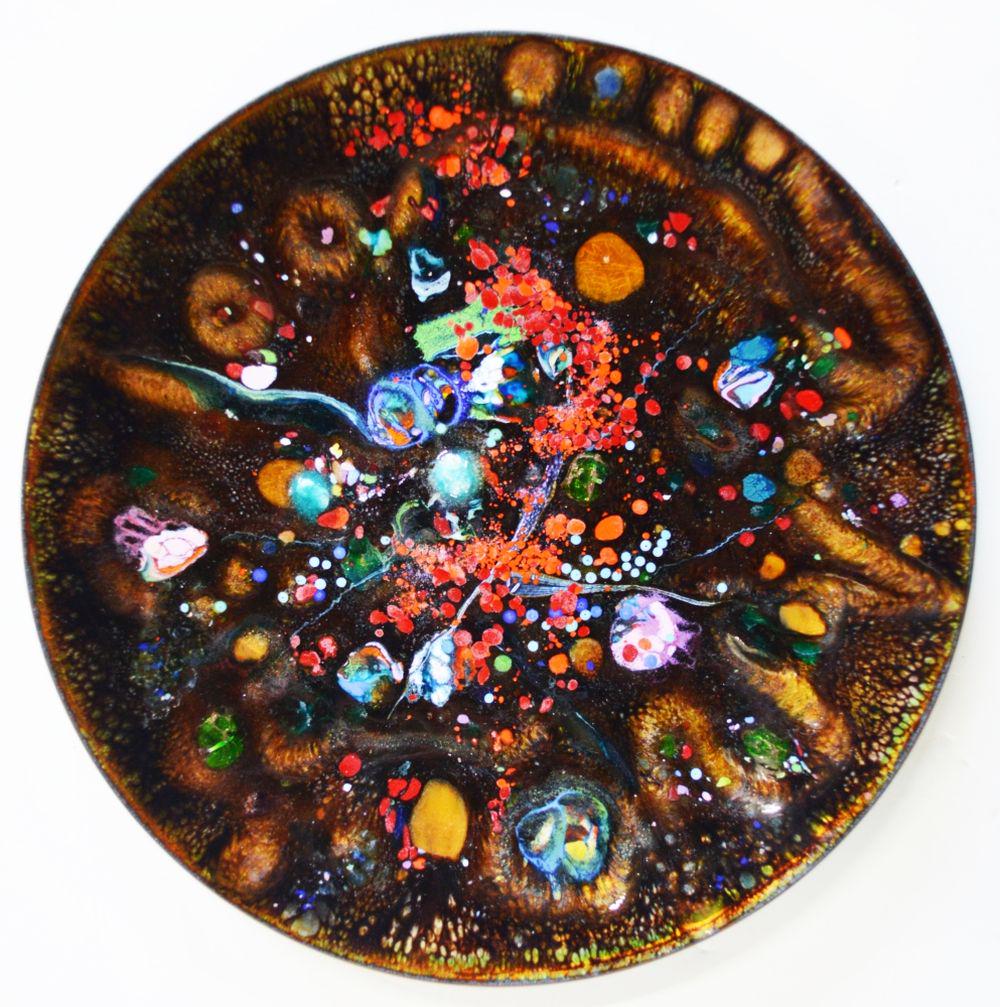DORIS HALL 1907-2000 ABSTRACT ENAMEL PLATE SIGNED (1 of 5)