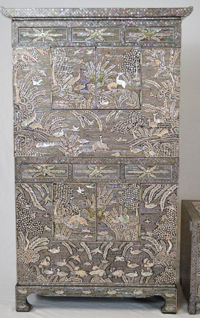 CHINESE LACQUER & MOTHER PEARL DOUBLE CHEST (1 of 9)