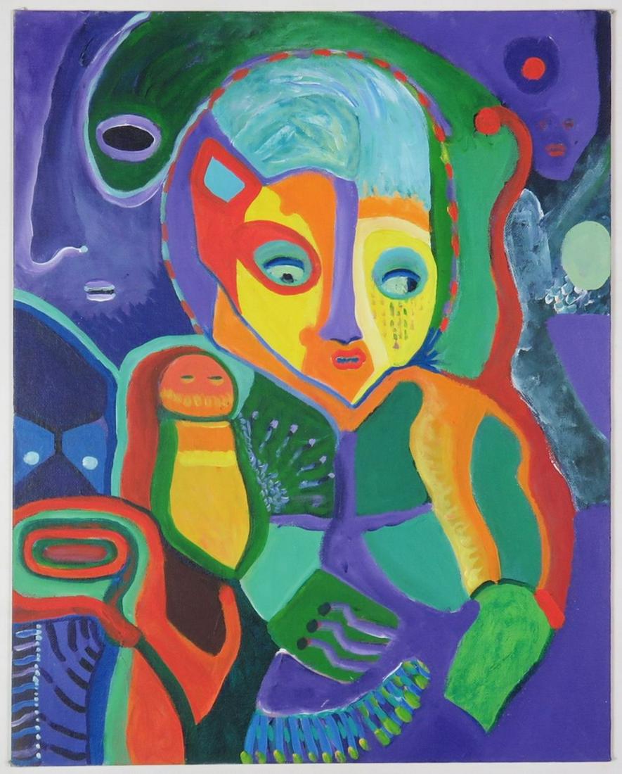 ABSTRACT OUTSIDER ART LOUISE ABRAMS PAINTING (1 of 5)