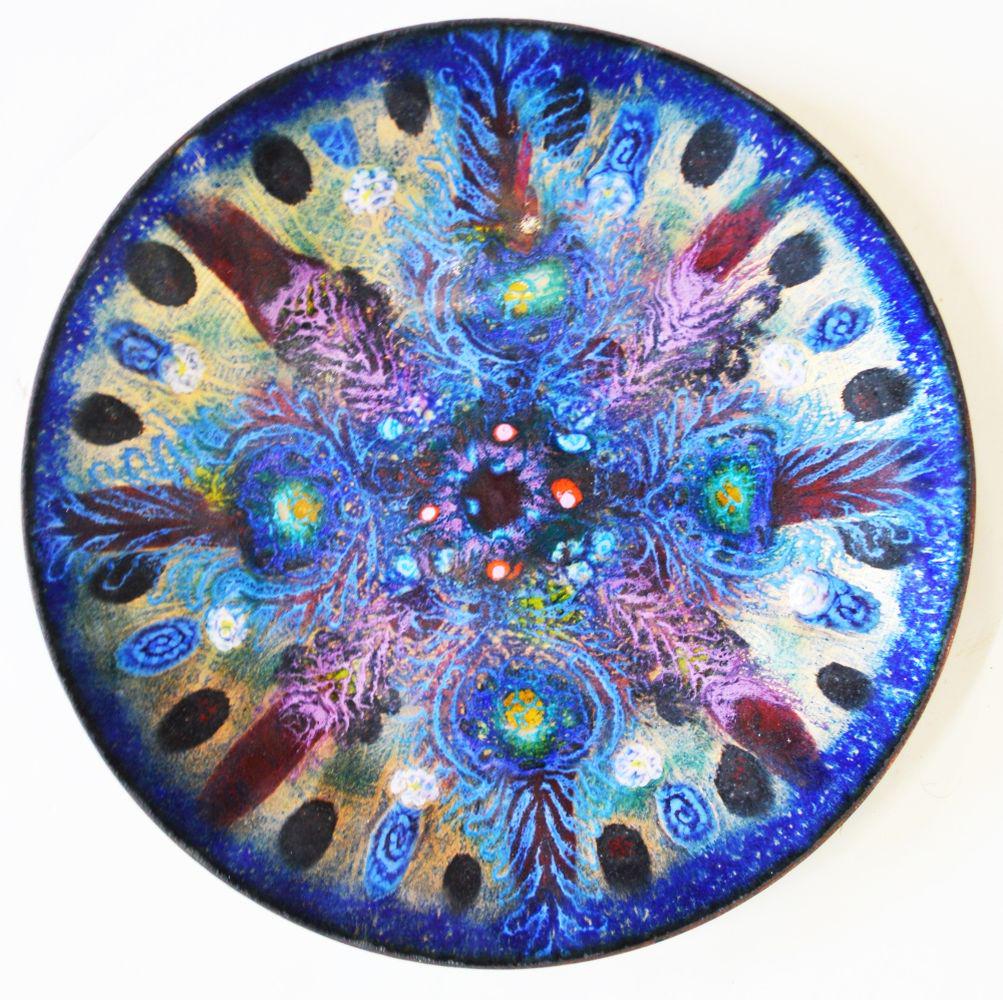DORIS HALL 1907-2000 ABSTRACT ENAMEL PLATE SIGNED (1 of 5)