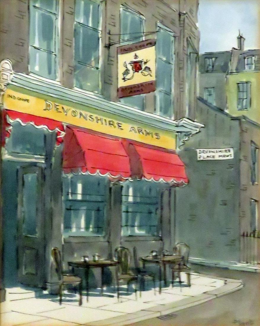 ENGLISH SCHOOL PUB PAINTING SIGNED PLANT (1 of 9)