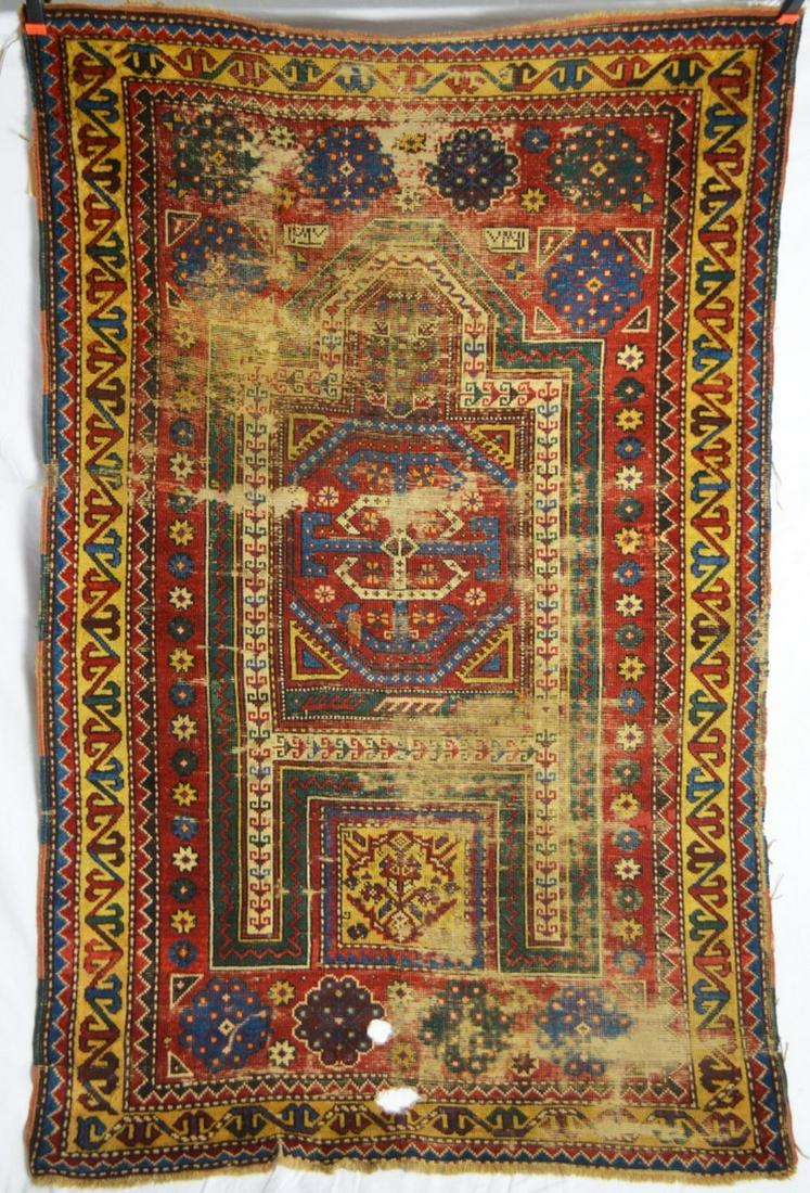 RARE ANTIQUE CAUCASION KAZAK PRAYER RUG (1 of 13)