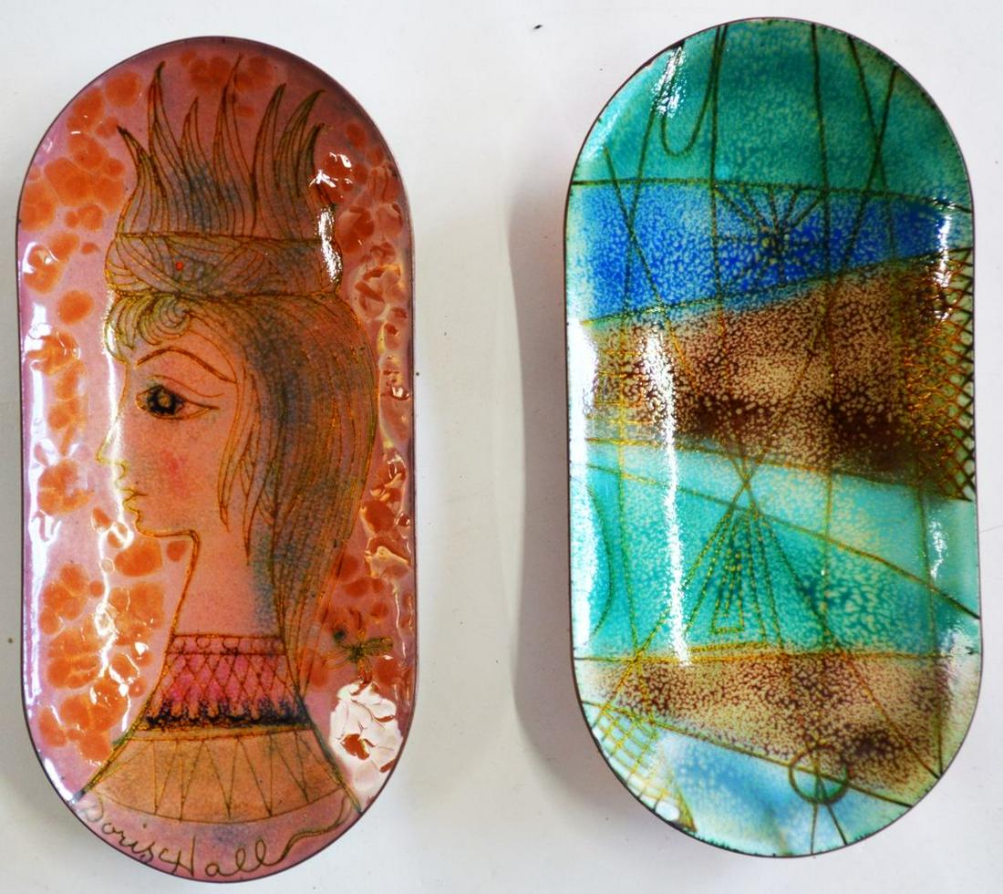 DORIS HALL 1907-2000 2 ENAMEL OLIVE BOWLS 1 SIGNED (1 of 7)