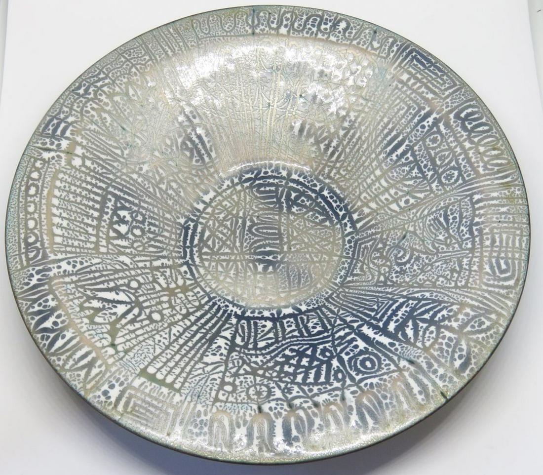 DORIS HALL 1907-2000  ABSTRACT ENAMEL BOWL SIGNED (1 of 4)