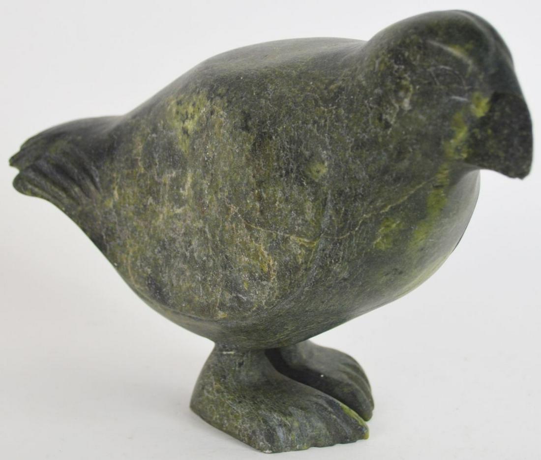 INUIT GREEN STONE CARVED BIRD SCULPTURE (1 of 8)