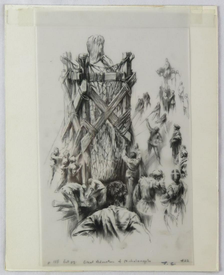 JOSEPH CELLINI DRAWING OF MICHELANGELO (1 of 5)