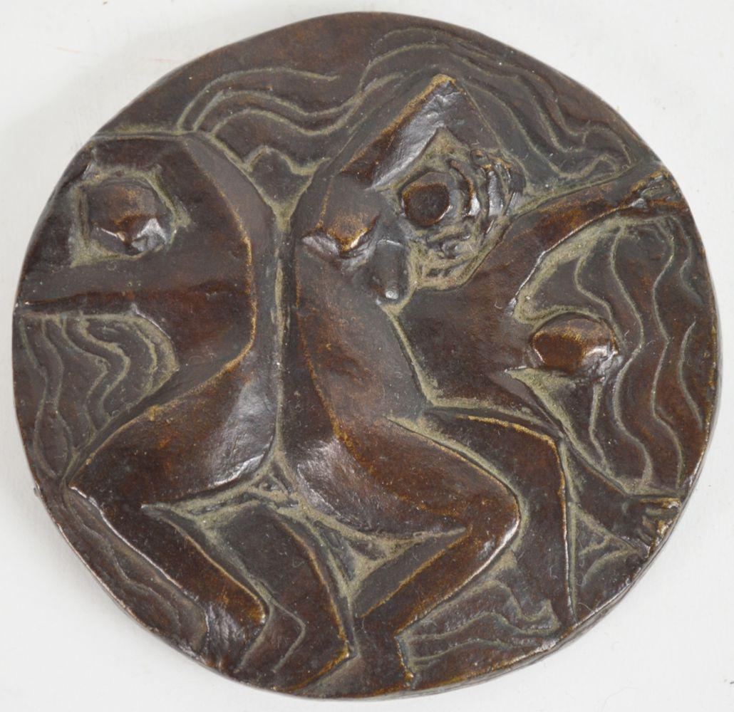 GOULET BRONZE SCULPTURE MEDALLION SIGNED (1 of 3)