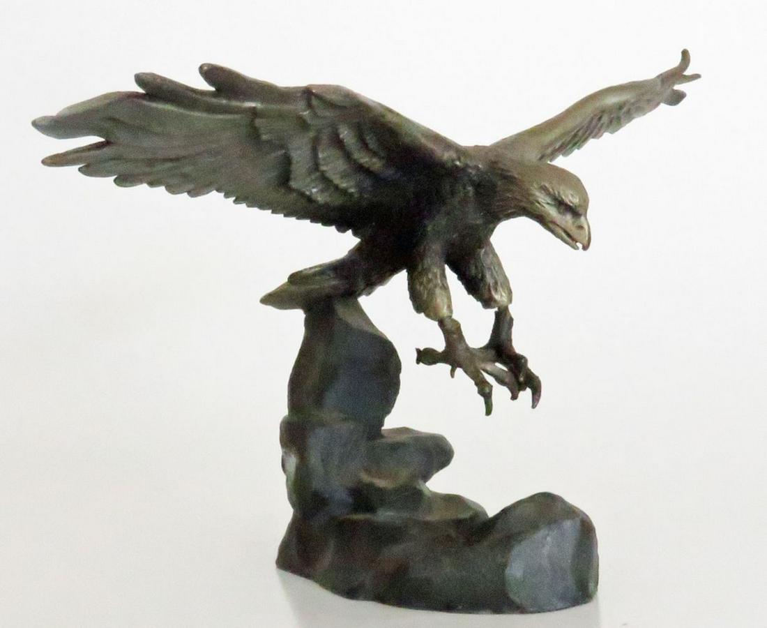 BRONZE AND METAL EAGLE SCULPTURE SIGNED (1 of 11)
