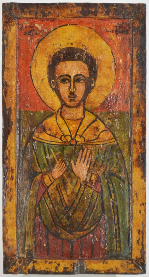 ANTIQUE CARVED & POLYCHROME RELIGIOUS ICON (1 of 4)