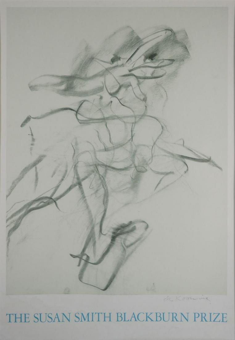 WILLEM DE KOONING 1904-1997 SIGNED LITHOGRAPH: Willem De Kooning (US/Dutch 1904-1997). A lithograph produced for the Susan Smith Blackburn Prize. The lithograph is signed by De Kooning in pencil and framed under glass. For further information on t