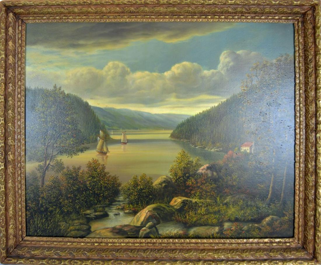ALBERT NEMETHY PAINTING HUDSON RIVER BOATS SIGNED (1 of 9)
