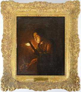 OLD MASTER PAINTING IN FINE GILT FRAME: An old master painting housed in a gilt Louis XIV style frame with a nameplate inscribed: "CARLE VAN LOO". The work is oil/canvas and doe not appear to be signed. Note: Carle Van Loo (France 1705-1765