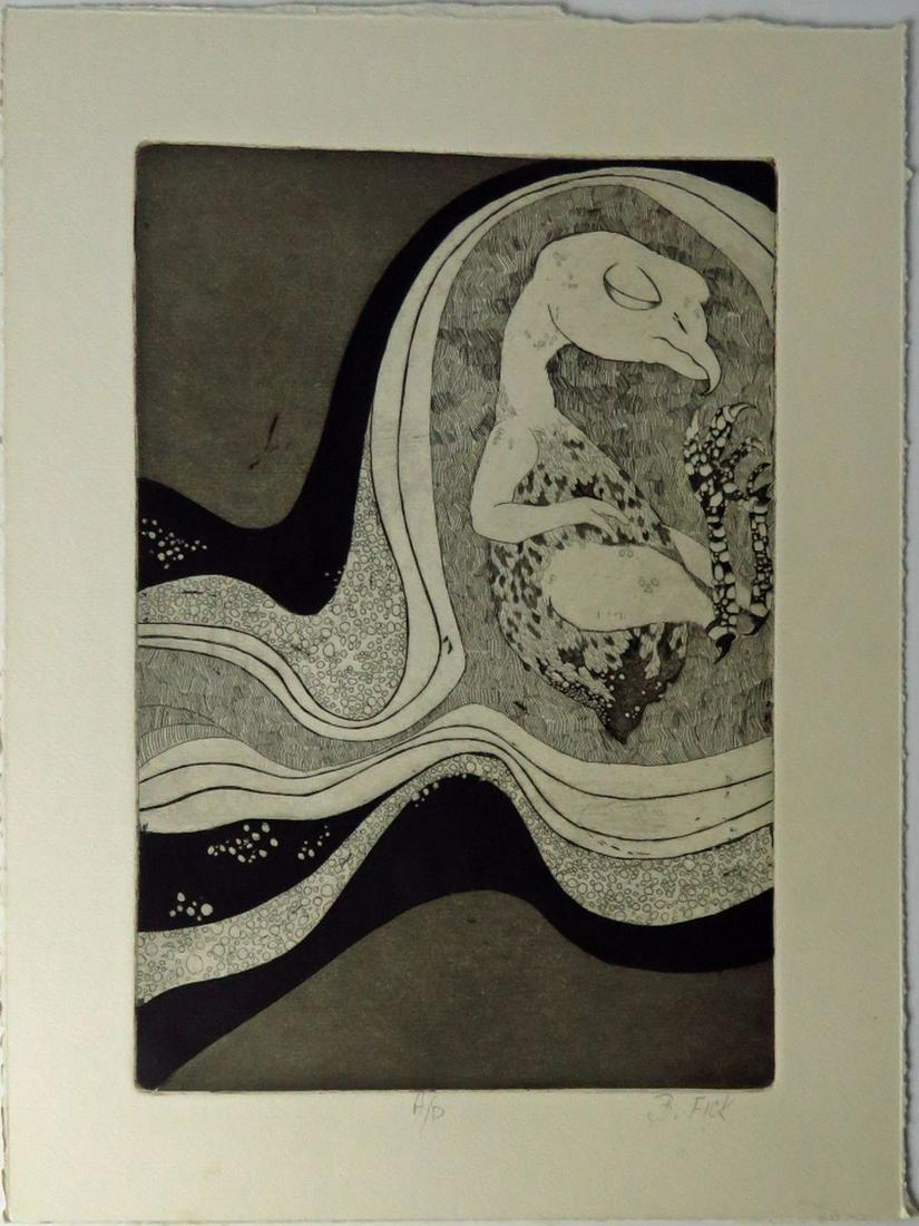 ABSTRACT SURREALIST ETCHING SIGNED (1 of 7)