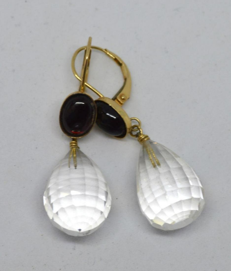 14K GOLD CRYSTAL & RED STONE EARRINGS (1 of 4)