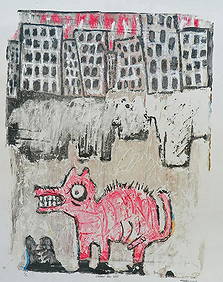 CONTEMPORARY OUTSIDER ART MONOTYPE LITHO SIGNED (1 of 7)