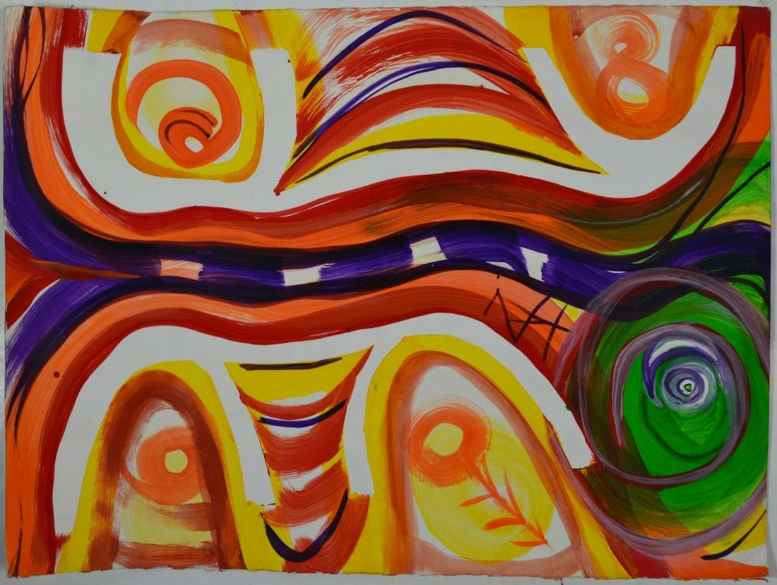 OUTSIDER  ABSTRACT PAINTING MIXED MEDIA (1 of 4)