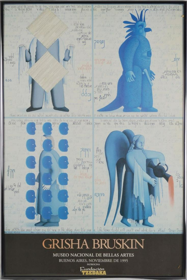 GRISHA BRUSKIN SIGNED EXHIBITION POSTER: An original Grisha Bruskin (US/Russian Federation B. 1945) exhibition poster for an exhibit at the Marlborough Gallery (NY). Signed and inscribed. The poster is framed, under glass. Measures: H 27 3/8