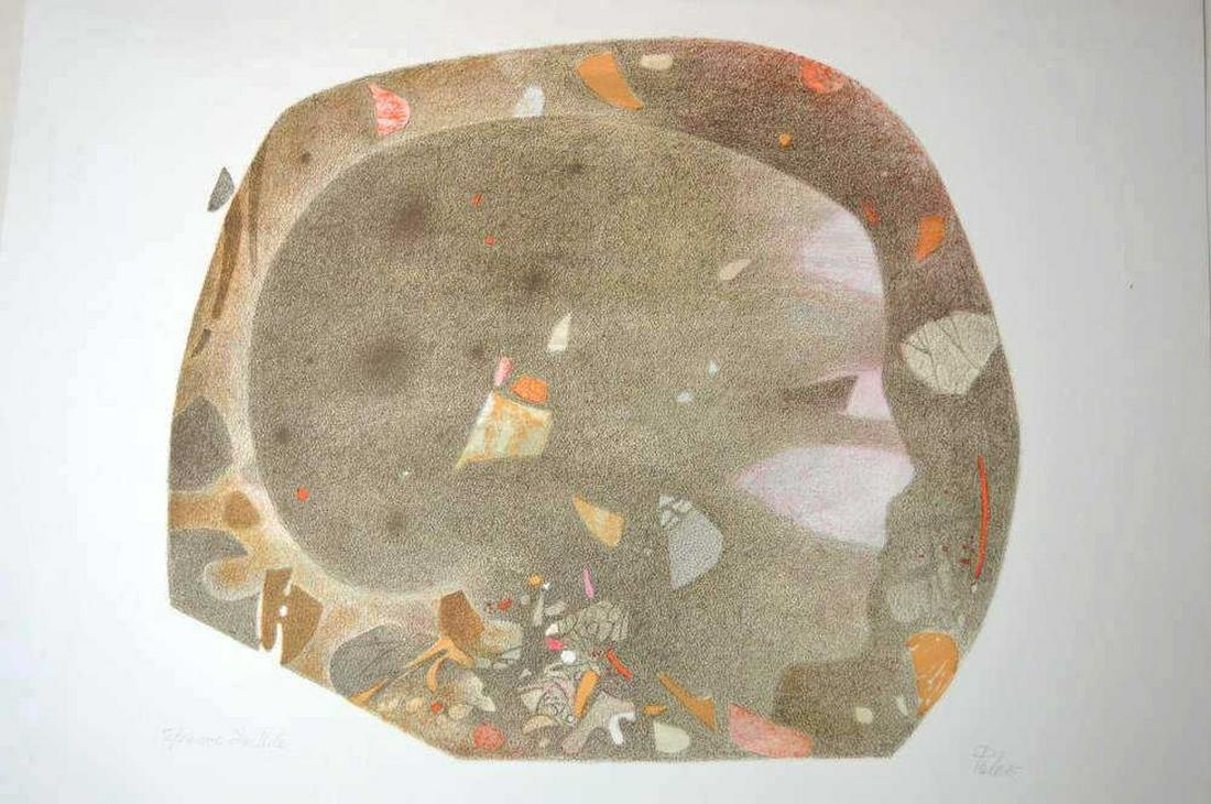 HECTOR POLEO 1918-1989 ABSTRACT SIGNED LITHOGRAPH: Hector Poleo (Venezuela/NY 1918-1989). Original abstract color lithograph of a face in profile. Signed, in pencil, and designated as an Artist Proof (Epreuve d'Artiste). A good, clear, impression. Pri